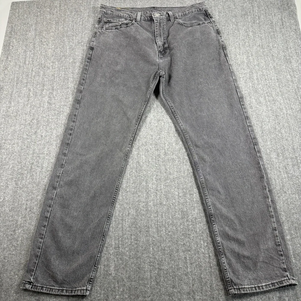 Levi's 505 Men's Jeans 36x32 Gray Black Regular Fit Stretch Denim